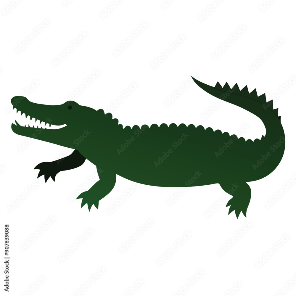 Fototapeta premium a Crocodile, alligator vector silhouette, 