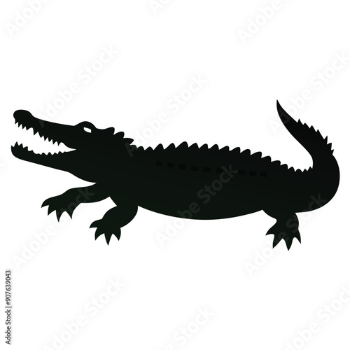 a Crocodile, alligator vector silhouette, 