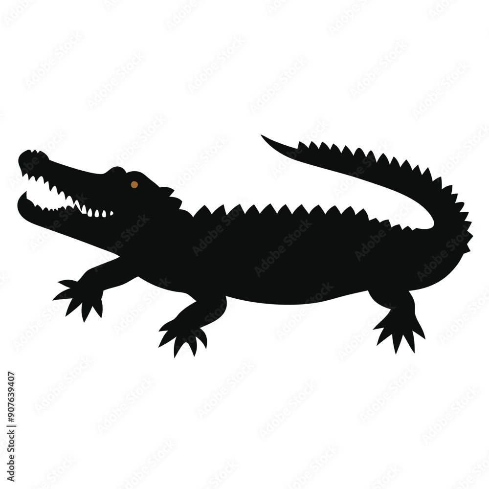 Naklejka premium a Crocodile, alligator vector silhouette, 