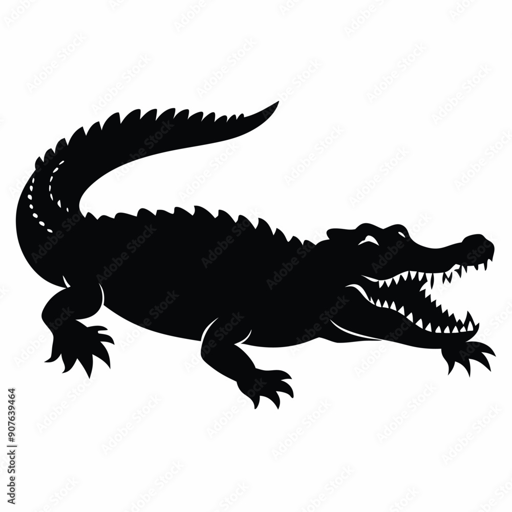 Obraz premium a Crocodile, alligator vector silhouette, 