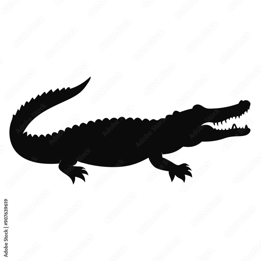 Naklejka premium a Crocodile, alligator vector silhouette, 