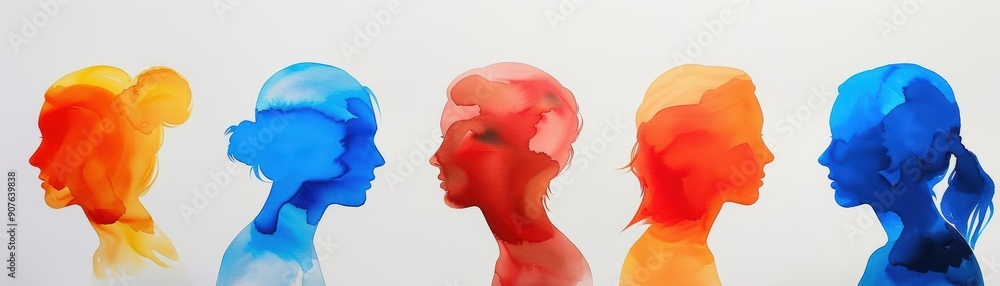 A Close-up Shot Abstract Watercolor Silhouettes of Watercolor business silhouettes, vibrant overlapping hues A Close-up Shot Abstract Watercolor Silhouettes of Watercolor business silhouettes, vibrant overlapping hues