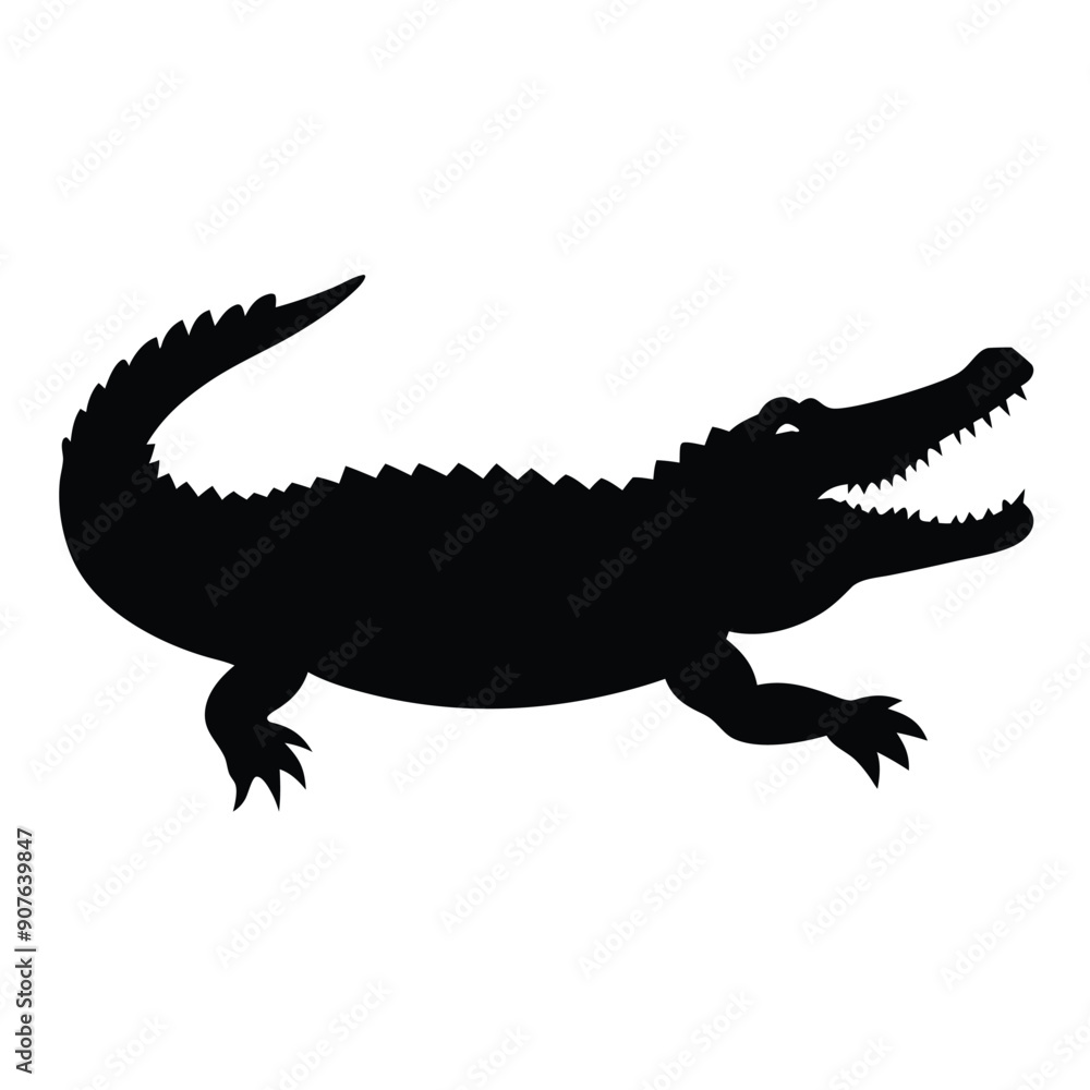 Obraz premium a Crocodile, alligator vector silhouette, 