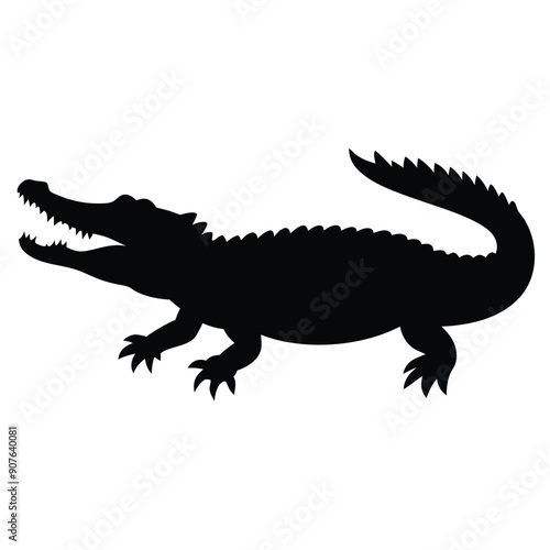 a Crocodile, alligator vector silhouette, 