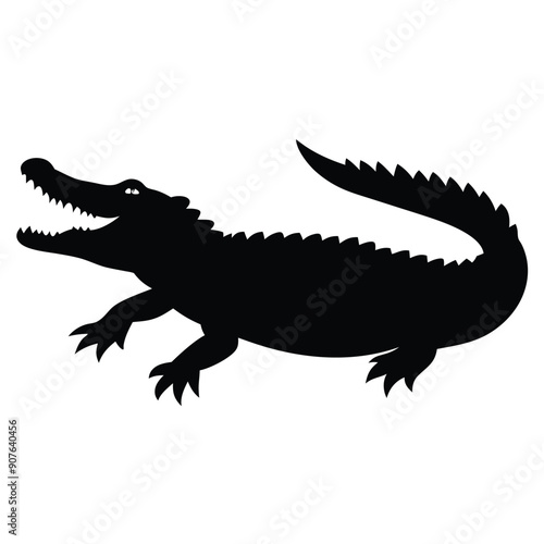 a Crocodile, alligator vector silhouette, 