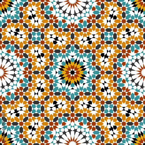 Seamless arabic geometric ornament based on traditional arabic art. Arabian tile.	

