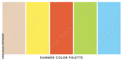 Set of trendy summer color template. Collection palette for design. Vector Illustration.