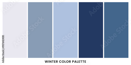 Set of trendy winter color template. Collection palette of flat style color swatches for web design. Vector Illustration.