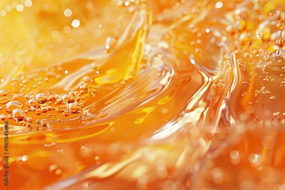 A close up of a yellow liquid with many small bubbles A close up of a yellow liquid with many small bubbles