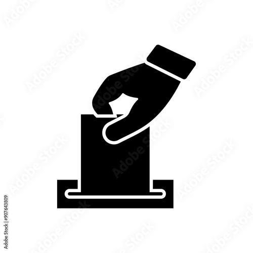 
Hand voting ballot box icon, Election Vote concept, Simple design for web site, logo, app, UI, Vector illustration isolated white background.
