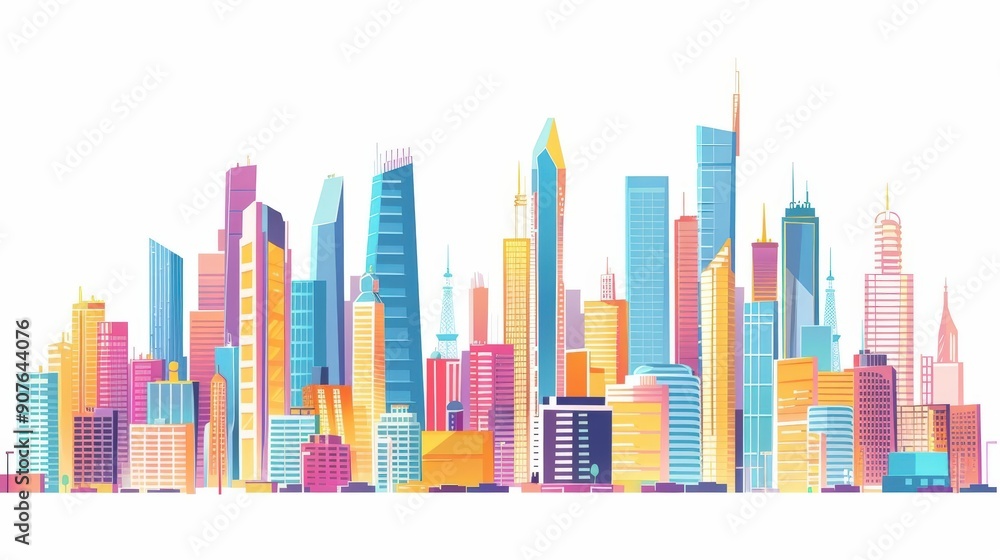A cute cartoon Style ofA dynamic cityscape with modern skyscrapers, busy traffic, and people in motion A cute cartoon Style ofA dynamic cityscape with modern skyscrapers, busy traffic, and people in motion