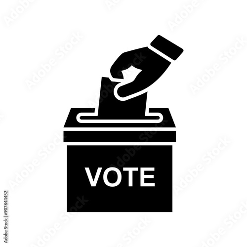 
Hand voting ballot box icon, Election Vote concept, Simple design for web site, logo, app, UI, Vector illustration isolated white background.
