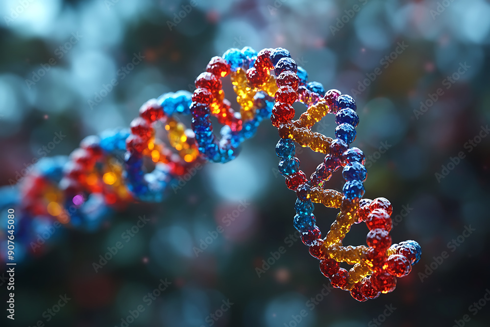 A close-up of a vibrant, colorful DNA helix structure, showcasing intricate molecular details against a dark, blurred background
A close-up of a vibrant, colorful DNA helix structure, showcasing intricate molecular details against a dark, blurred background