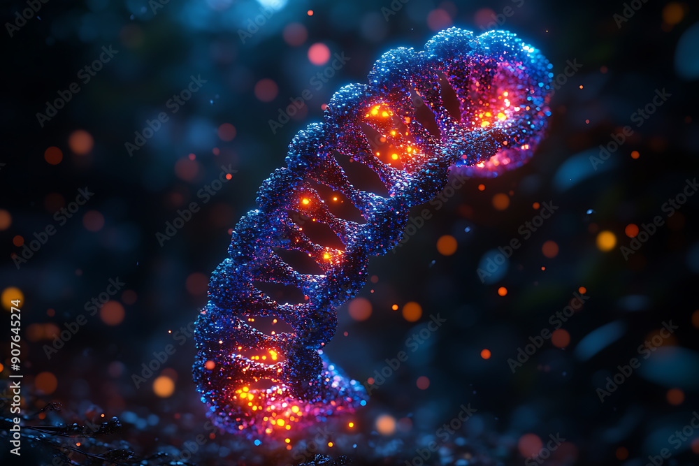 A close-up of a vibrant, colorful DNA helix structure, showcasing intricate molecular details against a dark, blurred background
A close-up of a vibrant, colorful DNA helix structure, showcasing intricate molecular details against a dark, blurred background