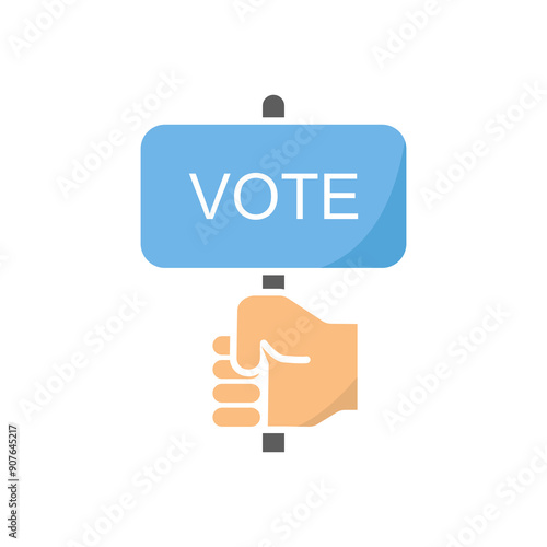 
vote icon, Polling, Voting election with hand holding voting board, vector illustration isolated white background. photo