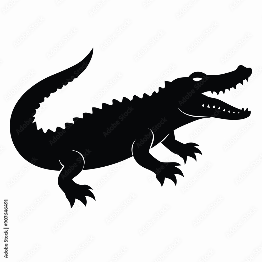 Naklejka premium aggressive Crocodile vector silhouette 