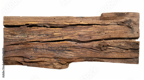 rough wooden plank cut out, isolated on white