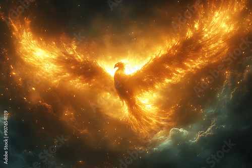  majestic phoenix ascends with fiery wings spread wide