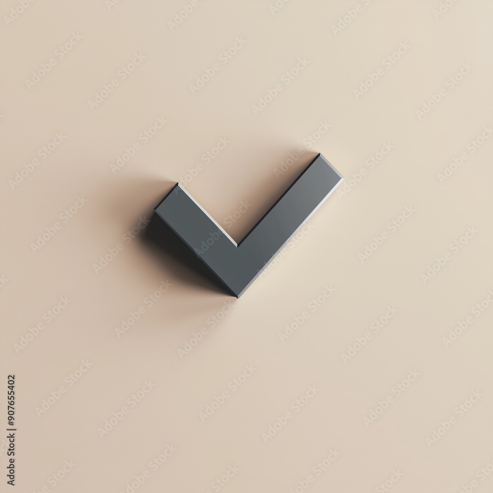 Sleek 3D Checkmark Symbol on a Minimal Surface Sleek 3D Checkmark Symbol on a Minimal Surface