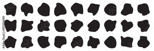 Blob shape organic, vector illustration set. Collection from abstract forms for design and paint. Liquid silhouette drop in modern style. Basic stains isolated elements.