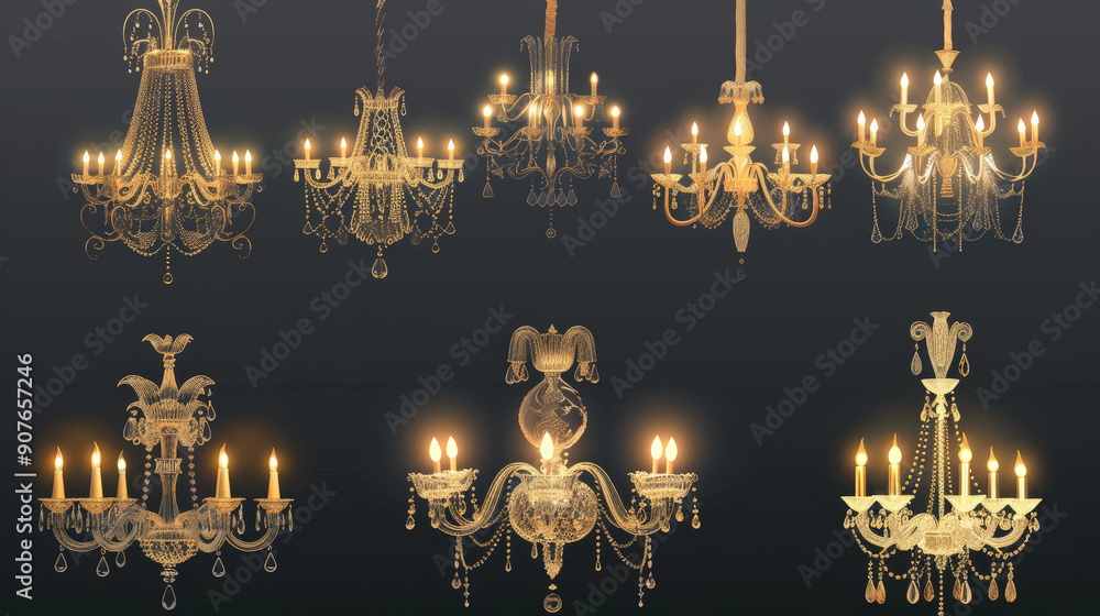 set of chandelier isolated set of chandelier isolated