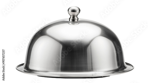 Shiny Silver Cloche Isolated on Transparent Background 