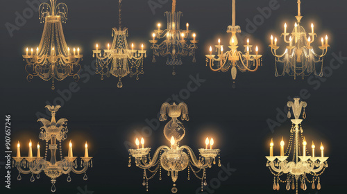 set of chandelier isolated