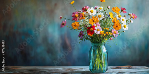Breath of Fresh Air: A vase of colorful wildflowers sits on a simple, rustic table, filling the room with their sweet scent.