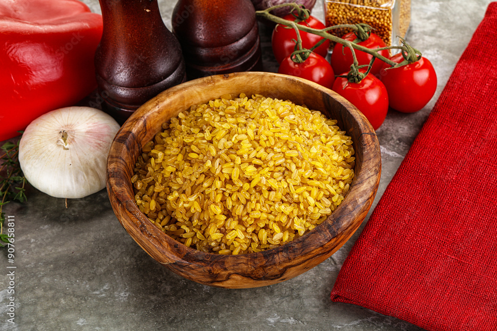 Dry wheat bulgur cereal heap Dry wheat bulgur cereal heap