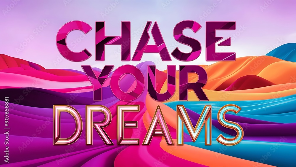 Fototapeta premium Chase Your Dreams colorful background and text (T-shirt Design Motivational Quote, Illustration ,Typography)
