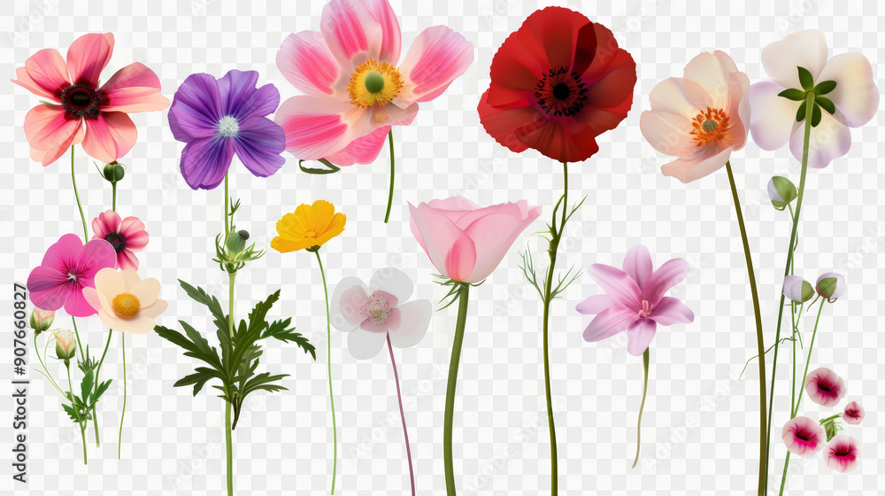 set of flowers isolated set of flowers isolated