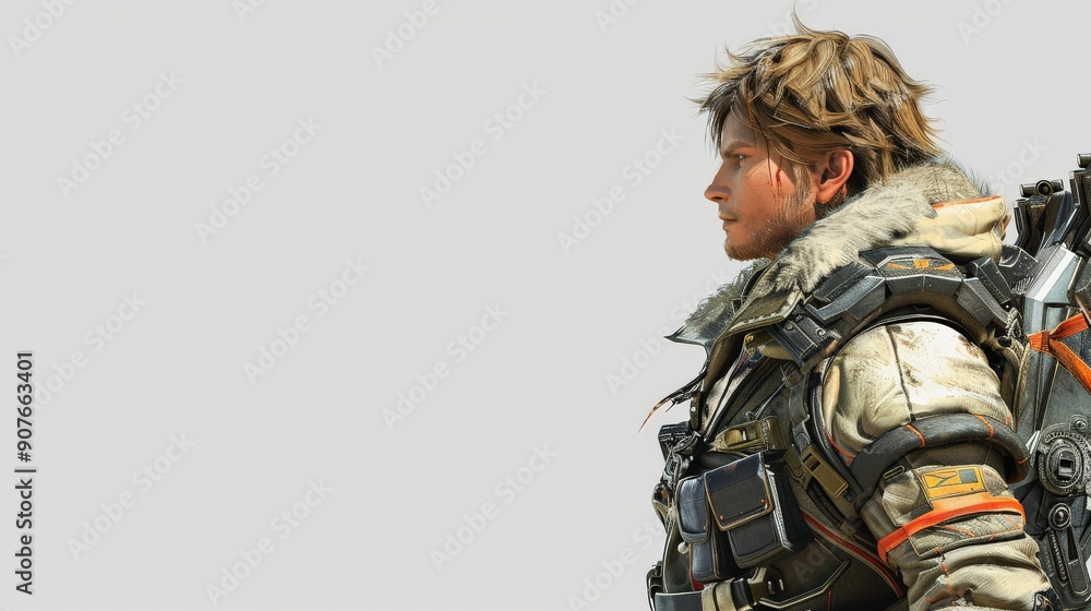 An impressive cosplayer embodies a futuristic hero with detailed attire An impressive cosplayer embodies a futuristic hero with detailed attire