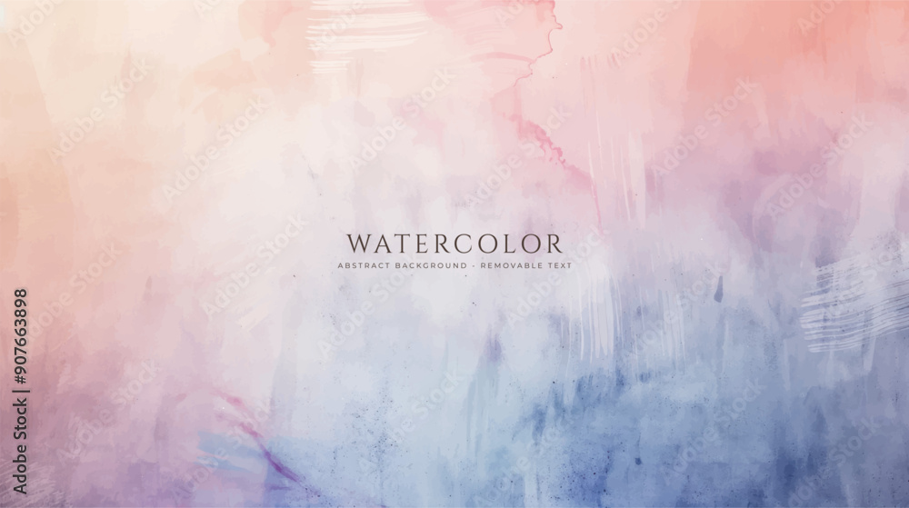Naklejka premium Abstract horizontal watercolor background. Hand drawn vector texture. Brush stroked painting pastel color watercolour