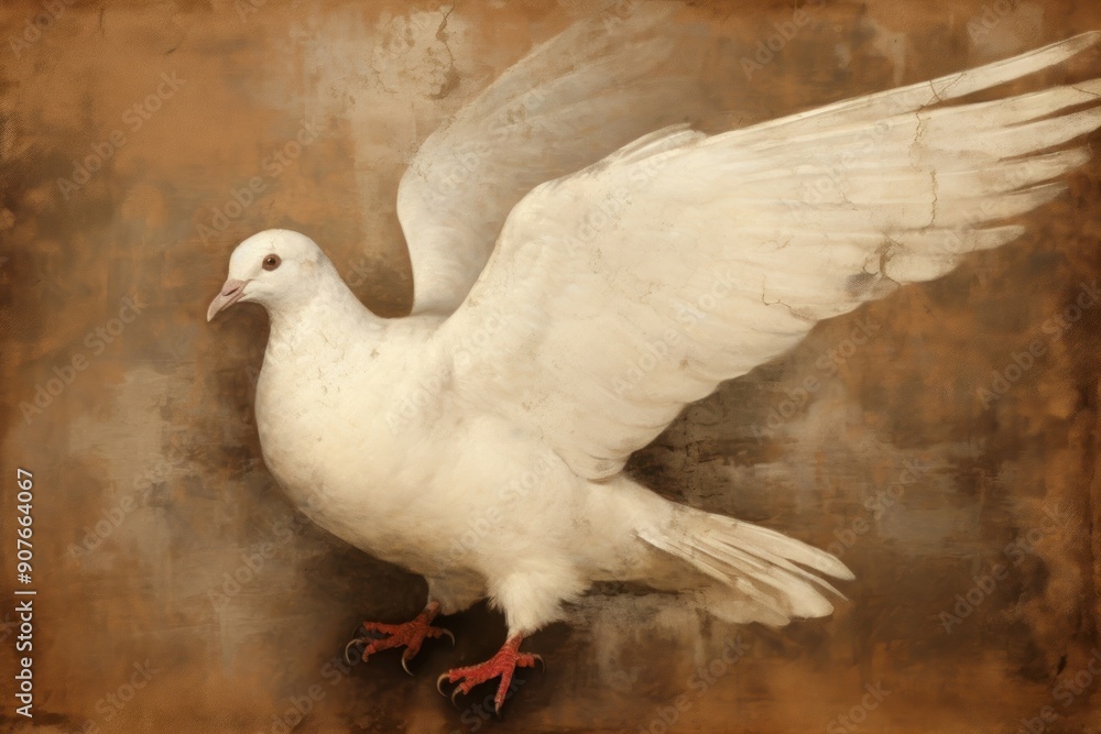 Fototapeta premium The Overturned dove painting animal bird.