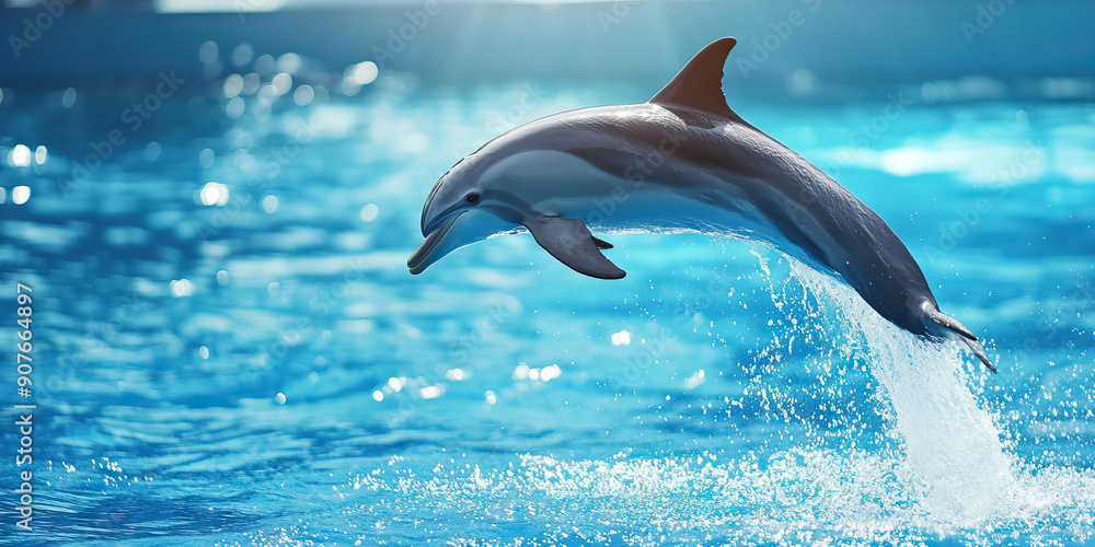 Oceanic Agility: A dolphin jumps out of the water and somersaults effortlessly through the air Oceanic Agility: A dolphin jumps out of the water and somersaults effortlessly through the air