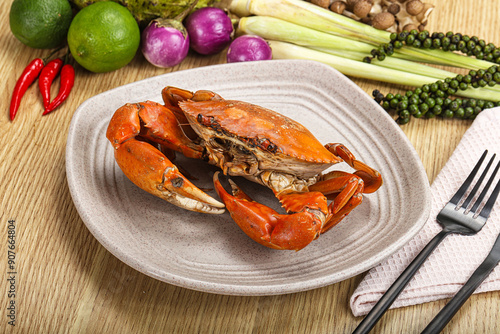 Delicous luxury steamed red crab