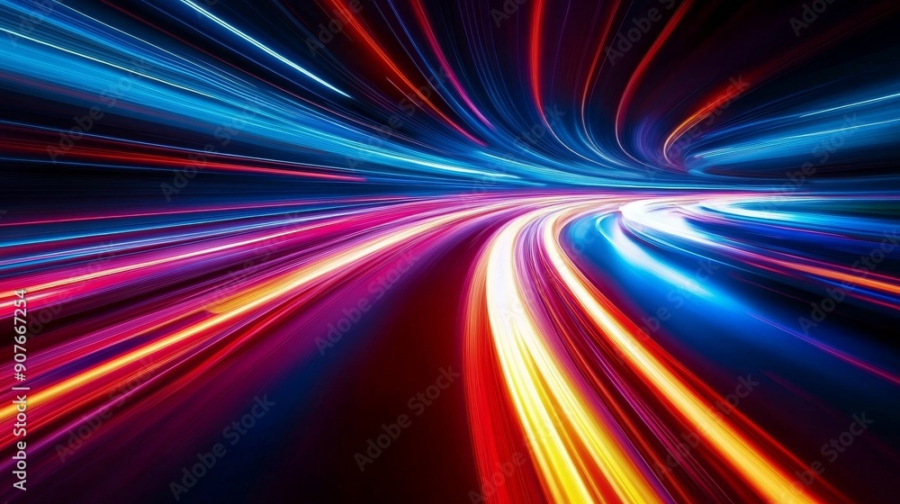 Dynamic light streaks painting a vibrant abstract scene Dynamic light streaks painting a vibrant abstract scene