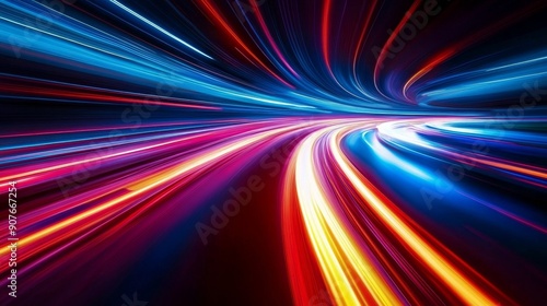 Dynamic light streaks painting a vibrant abstract scene