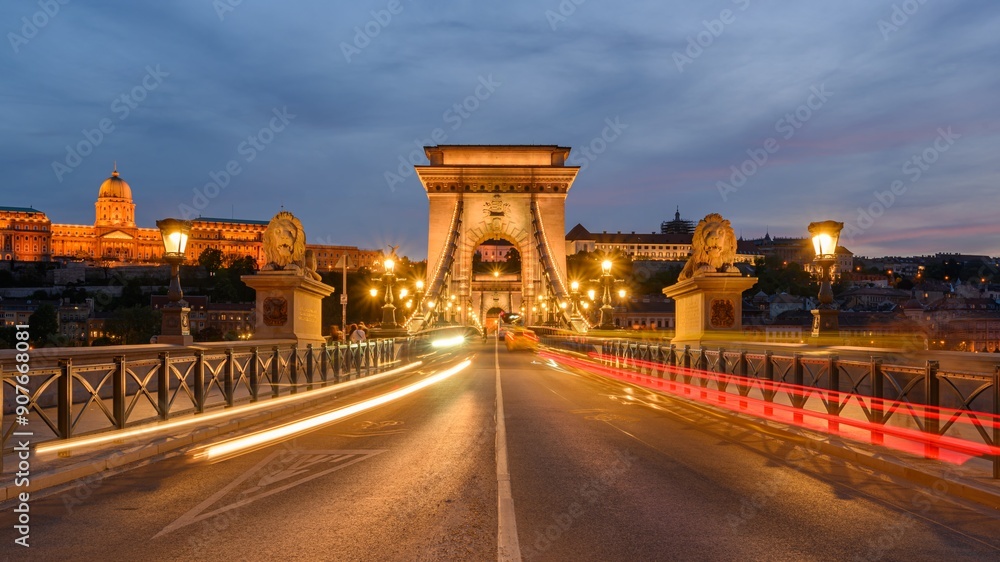 View of Buda Castle and Szechenyi Chain Bridge, Budapest, Hungary View of Buda Castle and Szechenyi Chain Bridge, Budapest, Hungary