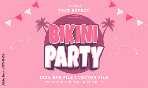 editable bikini party text effect.typhography logo