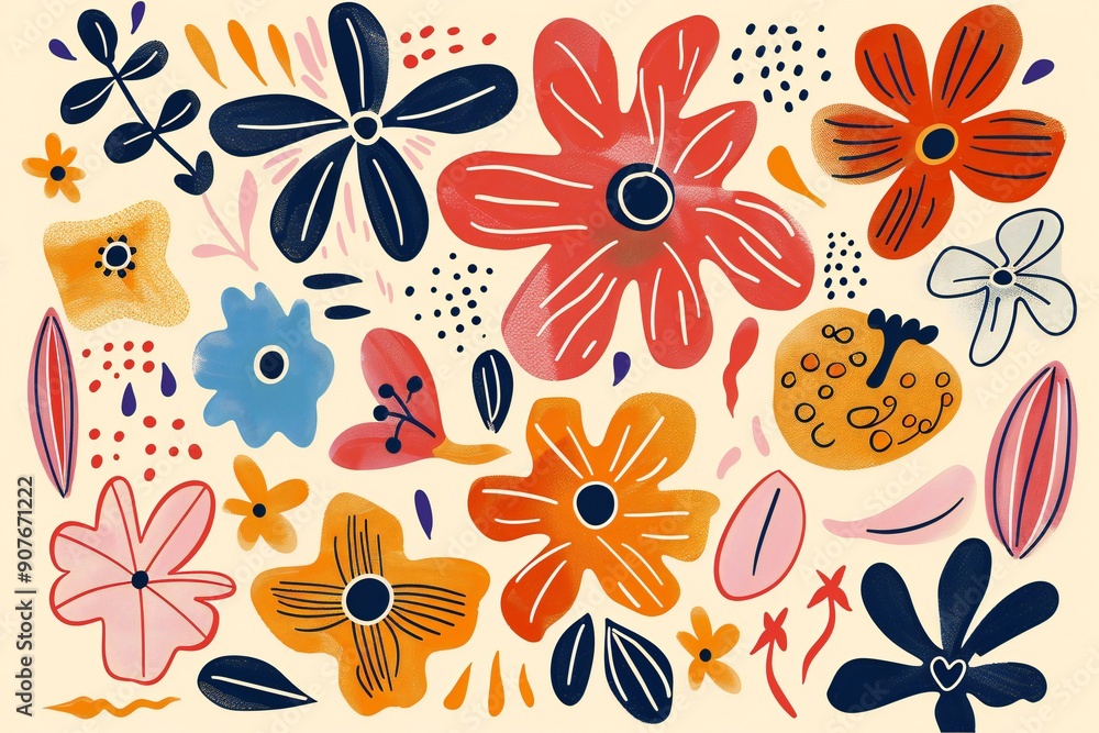 Bright background with flowers painted with paint , created by ai Bright background with flowers painted with paint , created by ai