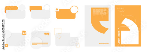 Set of Editable minimal square banner template. Grey and orange background color. Suitable for social media post and web internet ads. Quote frame