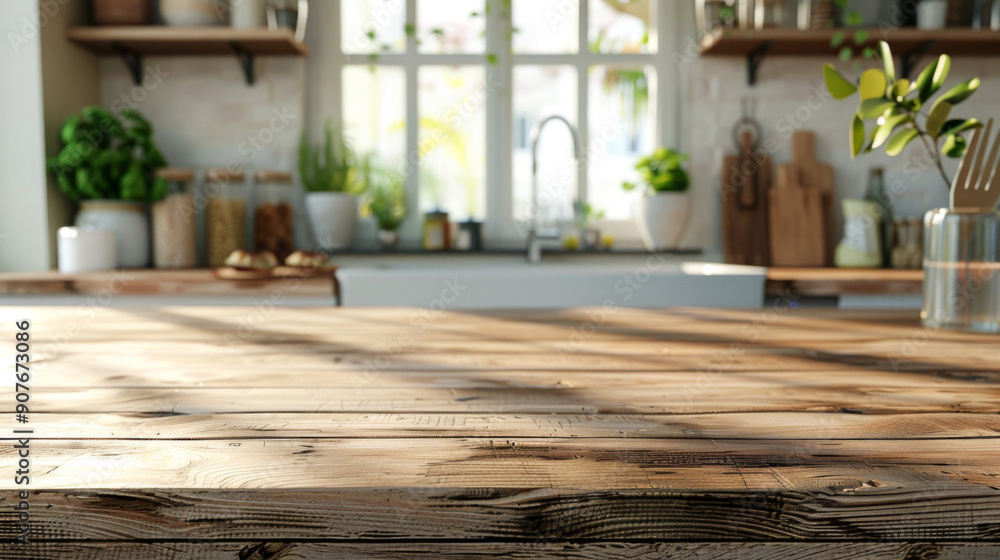 A kitchen with a wooden countertop and a window A kitchen with a wooden countertop and a window