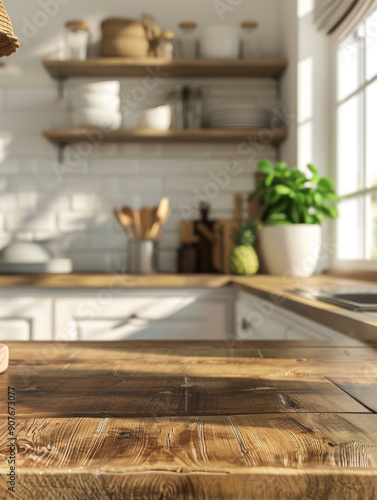 Wallpaper Mural A kitchen with a wooden countertop and a potted plant on it Torontodigital.ca