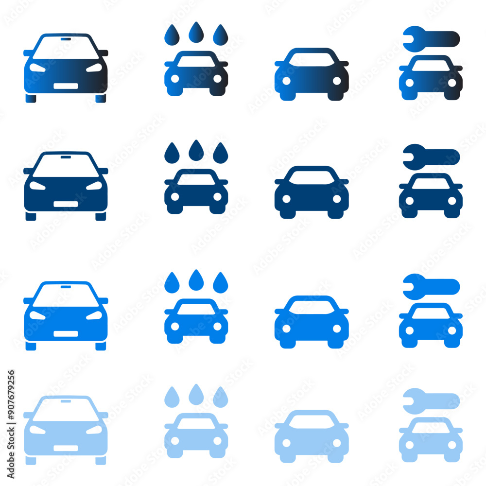 auto car icon set vector art illustration on white background. auto car icon set vector art illustration on white background.