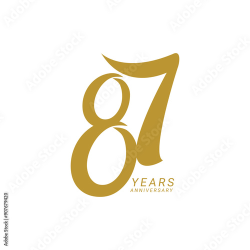 87, 87th Years Anniversary Logo, 87 birthday,  Vector Template Design element for birthday, invitation, wedding, jubilee and greeting card illustration. photo