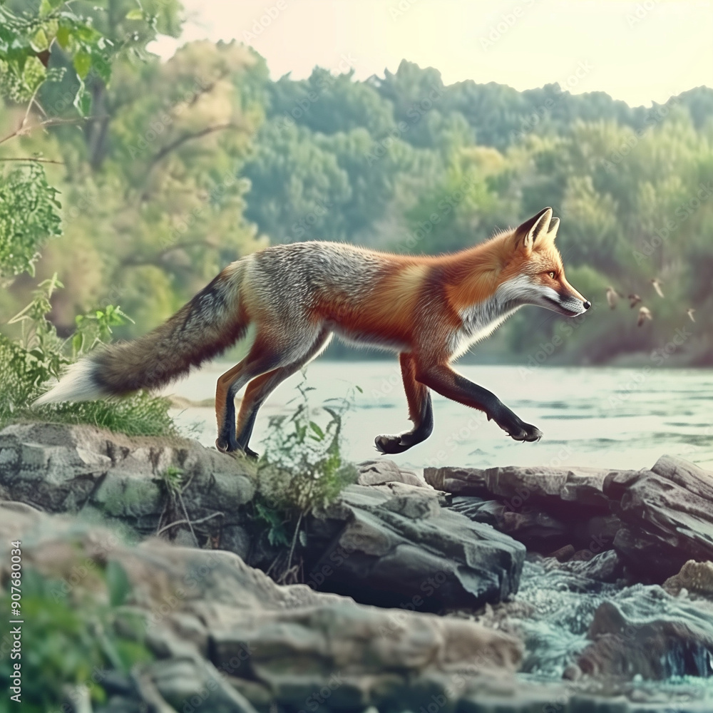 Fototapeta premium orange fox in the wild