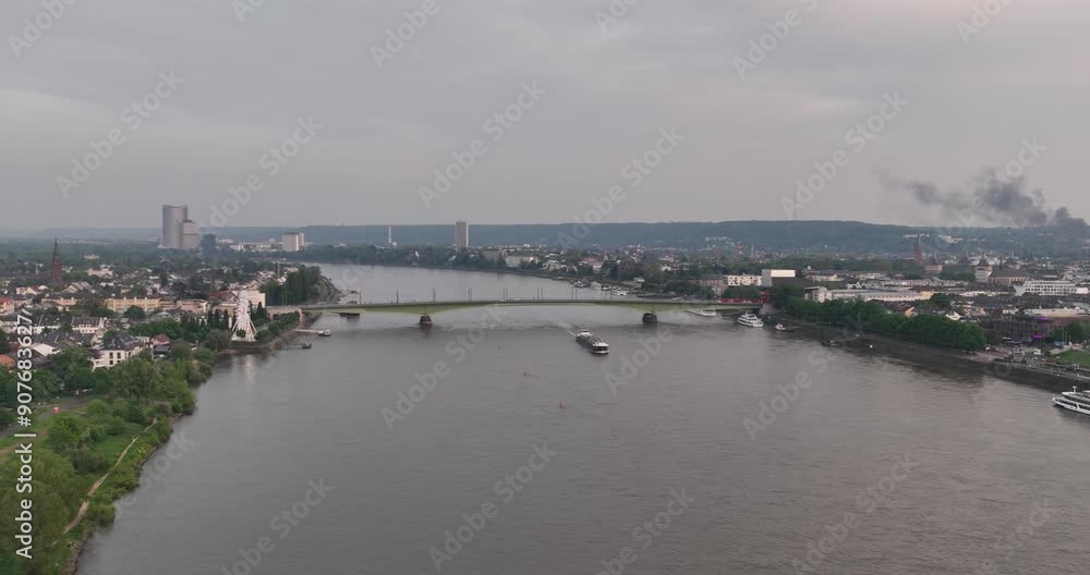Bonn, Germany, aerial city view and rhine river at the city center. Bonn, Germany, aerial city view and rhine river at the city center.