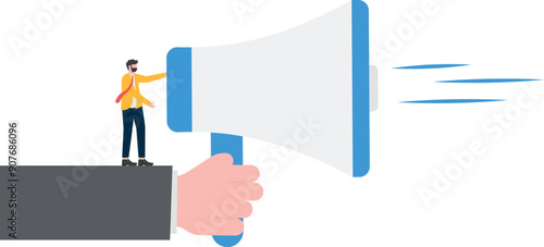 Acting spokesman on behalf of the giant, vector illustration business character design,

