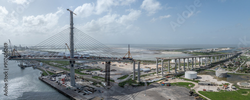 Foto Corpus Christi, TX, USA, aerial landscape view of construction site of New Harb